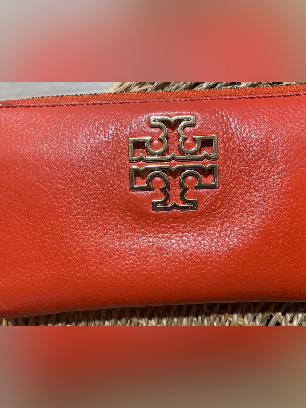 Tory Burch Orange Leather zip wallet